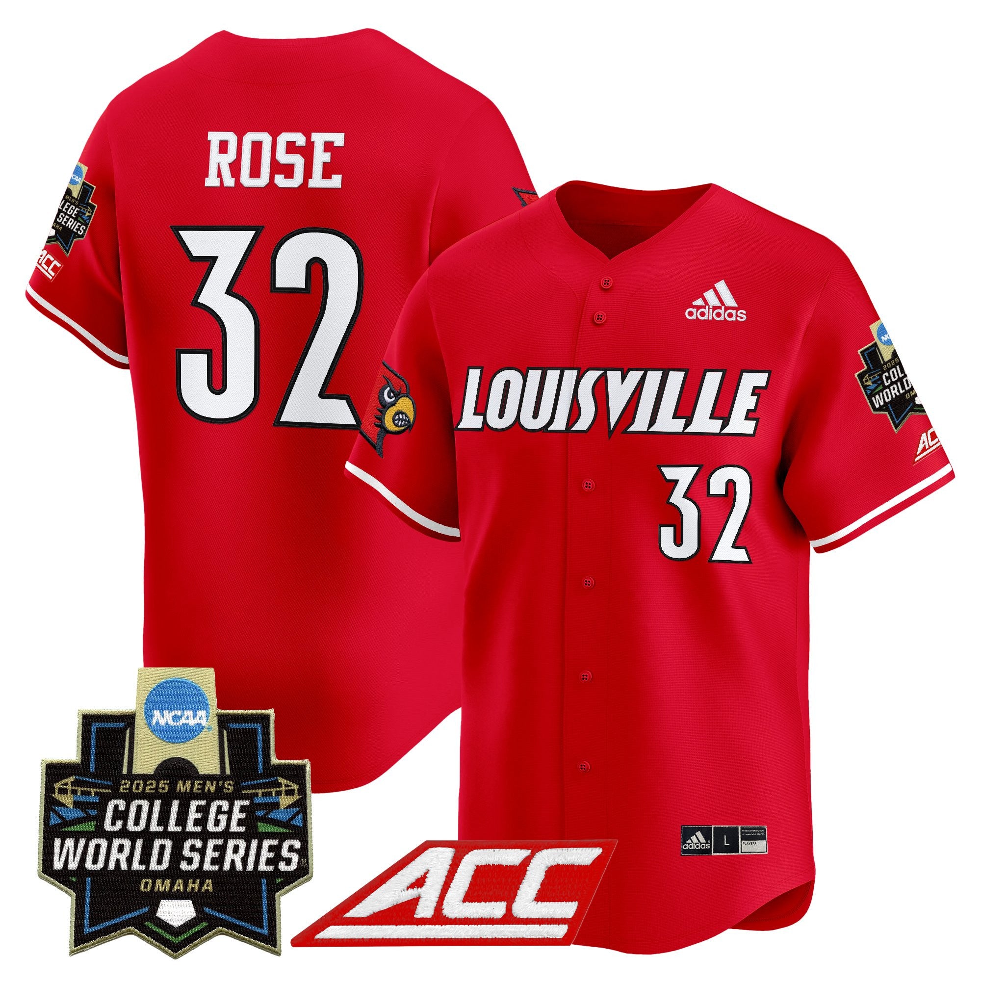 Men's Louisville Cardinals 2025 World Series Vapor Premier Limited Jersey - All Stitched - Red, Zion Rose