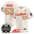 Men's Louisville Cardinals 2025 World Series Vapor Premier Limited Jersey - All Stitched - Cream, Lucas Moore