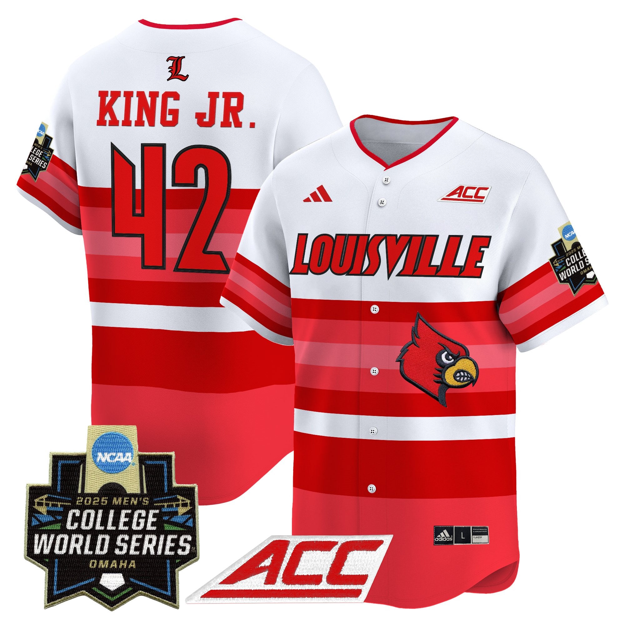 Men's Louisville Cardinals 2025 World Series Vapor Premier Limited Jersey - All Stitched - Gradient Stripes, Eddie King Jr.