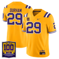 Men's LSU Tigers 100 Years of Tiger Stadium Patch Vapor Limited Jersey - All Stitched - Gold, Caden Durham