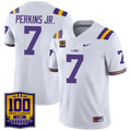 Men's LSU Tigers 100 Years of Tiger Stadium Patch Vapor Limited Jersey - All Stitched - White, Harold Perkins Jr.