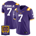 Men's LSU Tigers 100 Years of Tiger Stadium Patch Vapor Limited Jersey - All Stitched - Purple, Harold Perkins Jr.