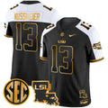 Men's LSU Tigers 2024 Louisiana Patch Gold Vapor Limited Jersey - All Stitched - Alternate, Garrett Nussmeier
