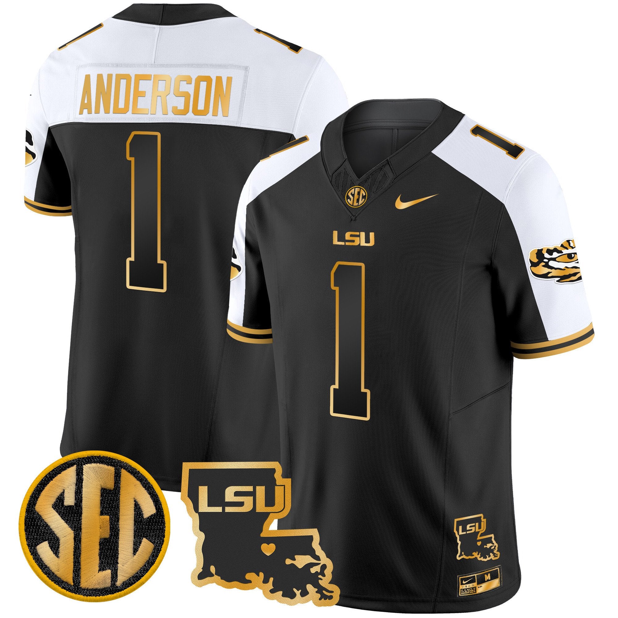 Men's LSU Tigers 2024 Louisiana Patch Gold Vapor Limited Jersey - All Stitched - Alternate, Aaron Anderson