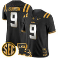 Men's LSU Tigers 2024 Louisiana Patch Gold Vapor Limited Jersey - All Stitched - Black Limited, Joe Burrow