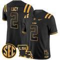 Men's LSU Tigers 2024 Louisiana Patch Gold Vapor Limited Jersey - All Stitched - Black Gold, Kyren Lacy