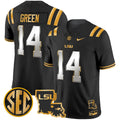 Men's LSU Tigers 2024 Louisiana Patch Gold Vapor Limited Jersey - All Stitched - Black Limited, Trey'Dez Green
