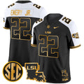 Men's LSU Tigers 2024 Louisiana Patch Gold Vapor Limited Jersey - All Stitched - Alternate, John Emery Jr.
