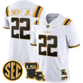 Men's LSU Tigers 2024 Louisiana Patch Gold Vapor Limited Jersey - All Stitched - White Gold, John Emery Jr.