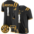 Men's LSU Tigers 2024 Louisiana Patch Gold Vapor Limited Jersey - All Stitched - Black Limited, Aaron Anderson