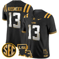 Men's LSU Tigers 2024 Louisiana Patch Gold Vapor Limited Jersey - All Stitched - Black Limited, Garrett Nussmeier