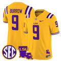 Men's LSU Tigers 2025 Louisiana Patch Vapor Limited Jersey - All Stitched - Gold, Joe Burrow