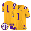Men's LSU Tigers 2025 Louisiana Patch Vapor Limited Jersey - All Stitched - Gold, #1 Team