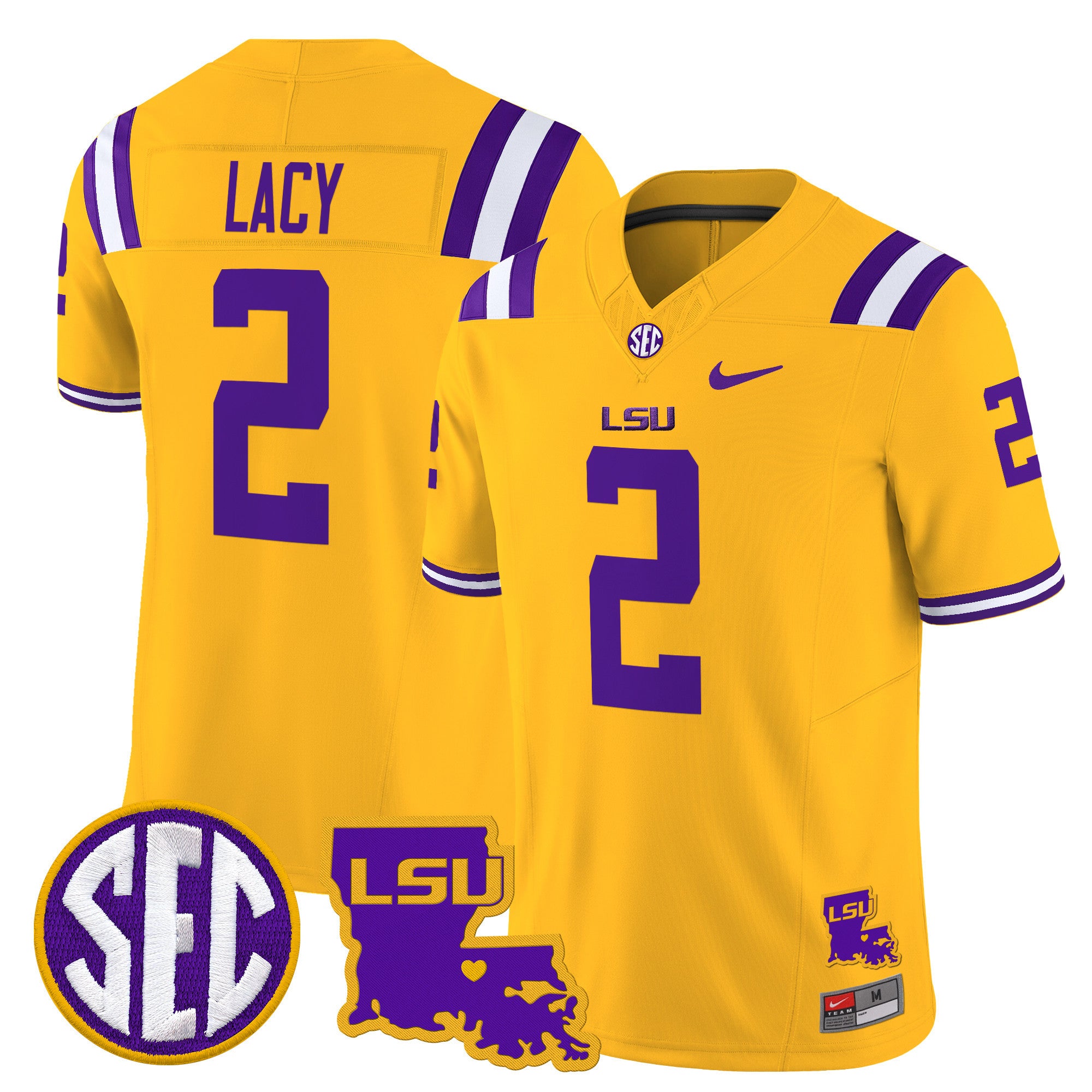 Men's LSU Tigers 2025 Louisiana Patch Vapor Limited Jersey - All Stitched - Gold, Kyren Lacy