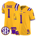 Men's LSU Tigers 2025 Louisiana Patch Vapor Limited Jersey - All Stitched - Gold, Ja'Marr Chase