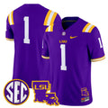 Men's LSU Tigers 2025 Louisiana Patch Vapor Limited Jersey - All Stitched - Purple, #1 Team