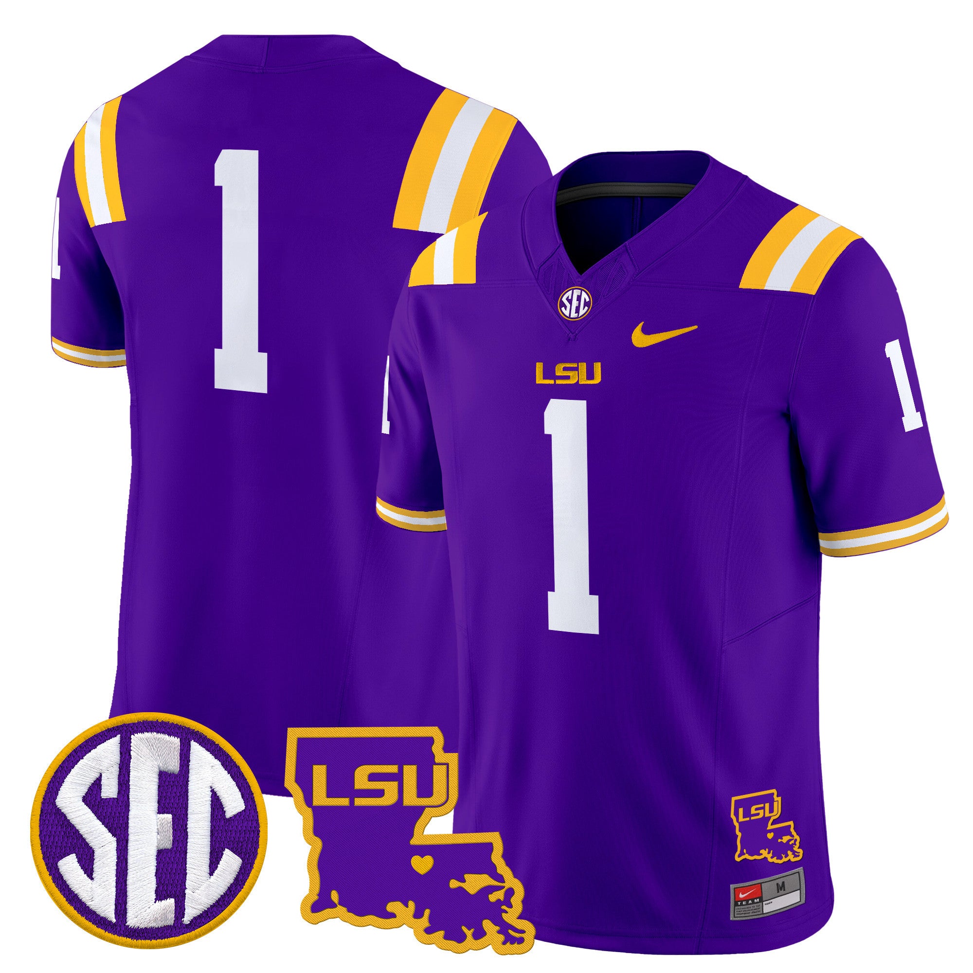 Men's LSU Tigers 2025 Louisiana Patch Vapor Limited Jersey - All Stitched - Purple, #1 Team