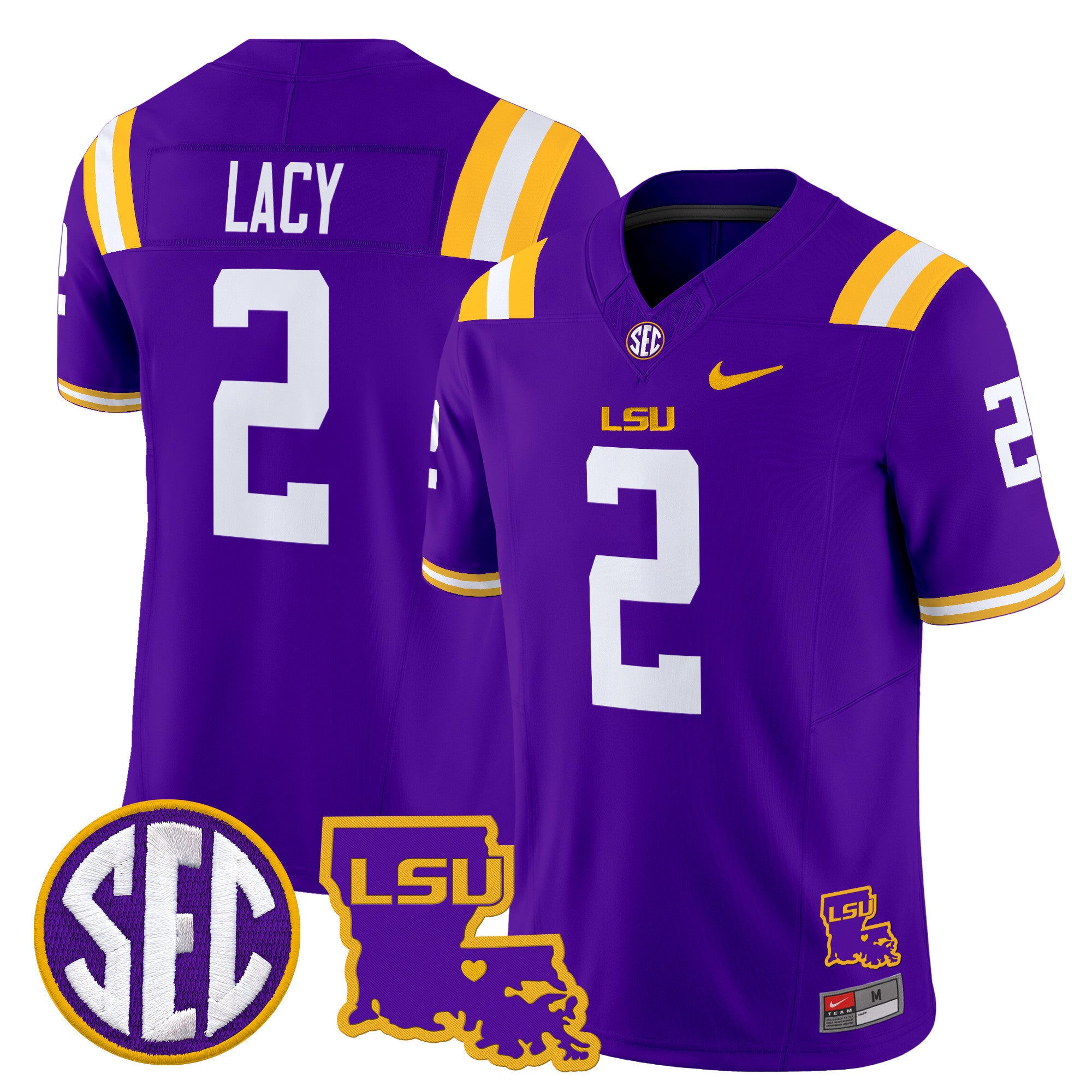 Men's LSU Tigers 2025 Louisiana Patch Vapor Limited Jersey - All Stitched - Purple, Kyren Lacy