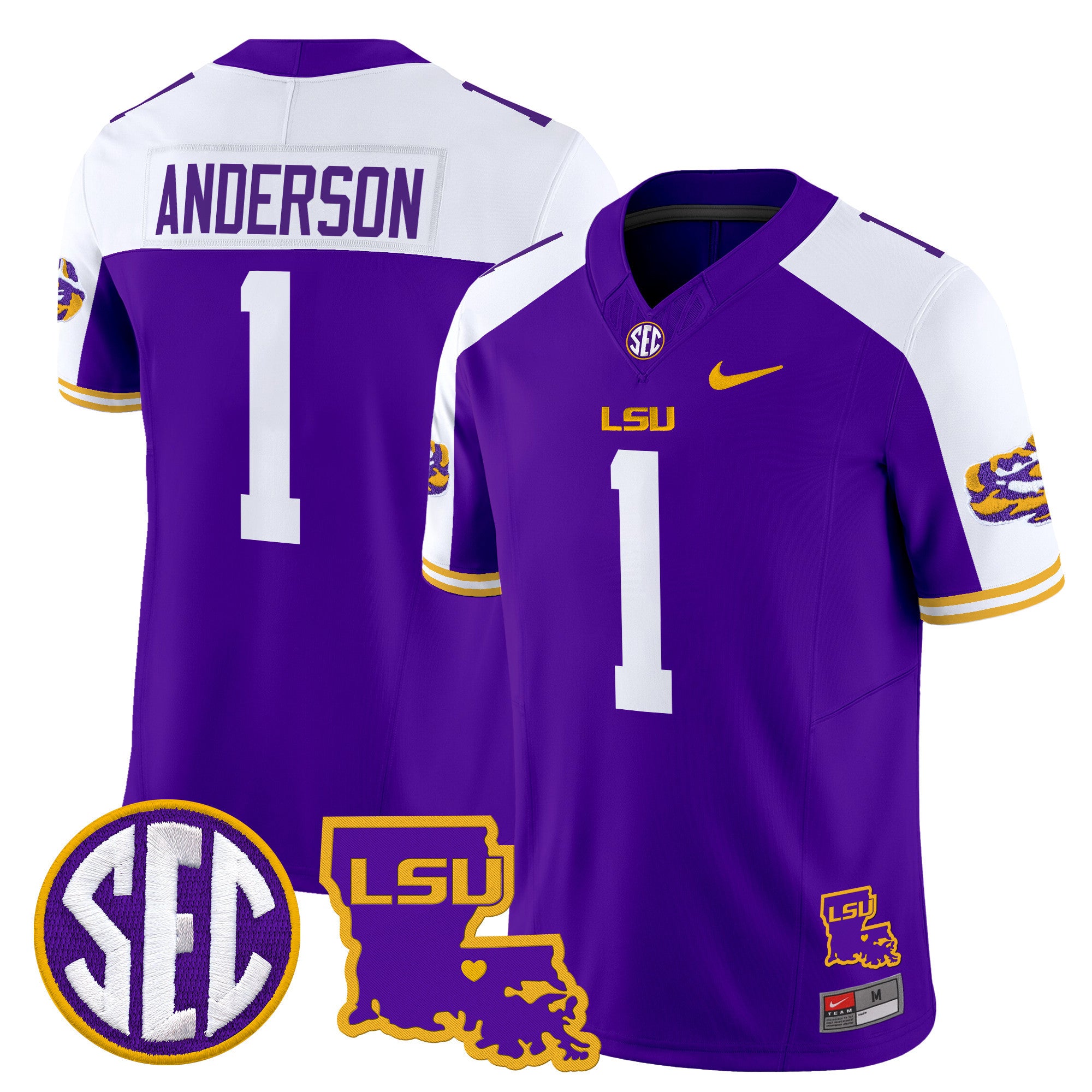 Men's LSU Tigers 2025 Louisiana Patch Vapor Limited Jersey - All Stitched - Purple Alternate, Aaron Anderson