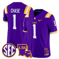 Men's LSU Tigers 2025 Louisiana Patch Vapor Limited Jersey - All Stitched - Purple, Ja'Marr Chase