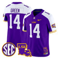 Men's LSU Tigers 2025 Louisiana Patch Vapor Limited Jersey - All Stitched - Purple Alternate, Trey'Dez Green