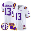 Men's LSU Tigers 2025 Louisiana Patch Vapor Limited Jersey - All Stitched - White, Garrett Nussmeier
