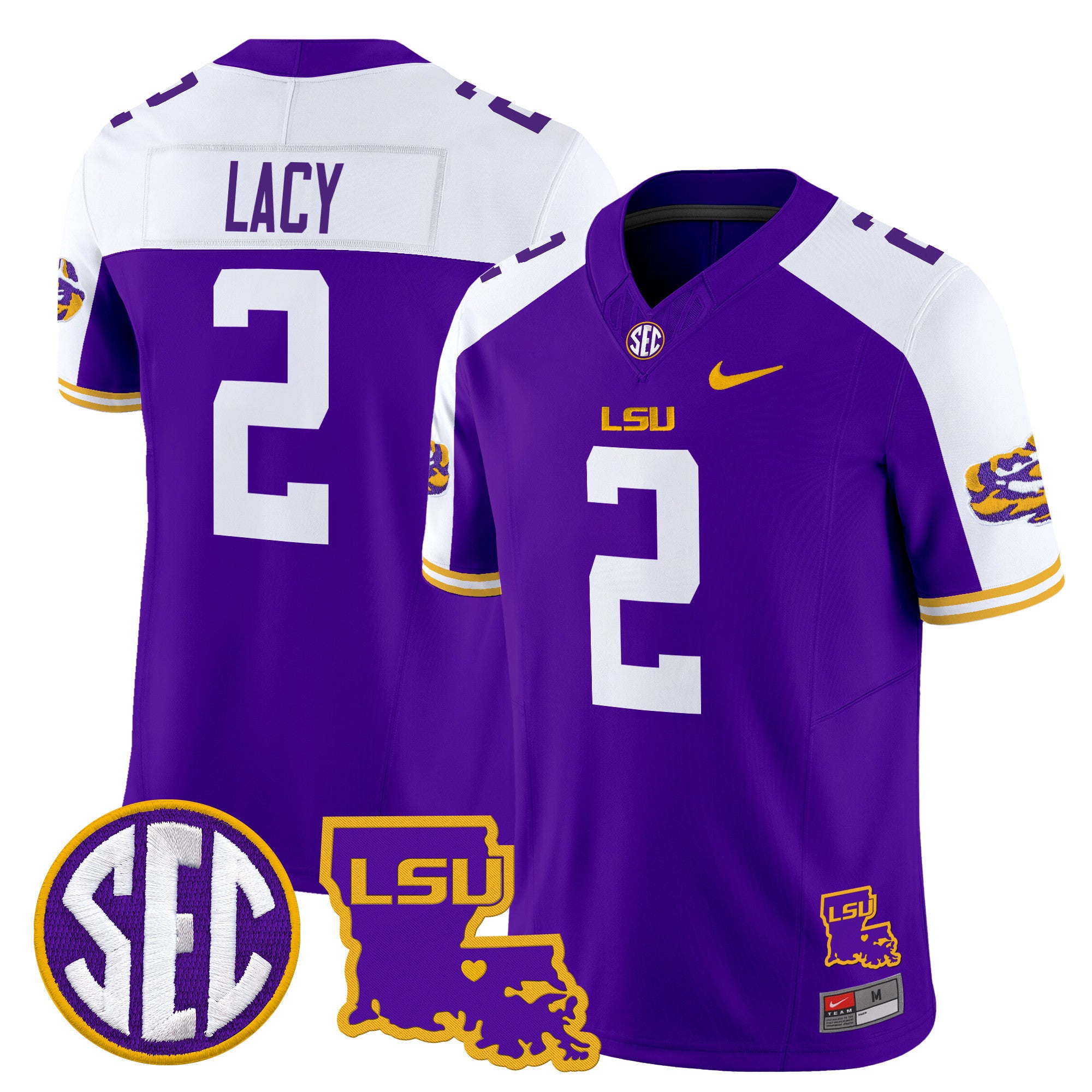 Men's LSU Tigers 2025 Louisiana Patch Vapor Limited Jersey - All Stitched - Purple Alternate, Kyren Lacy