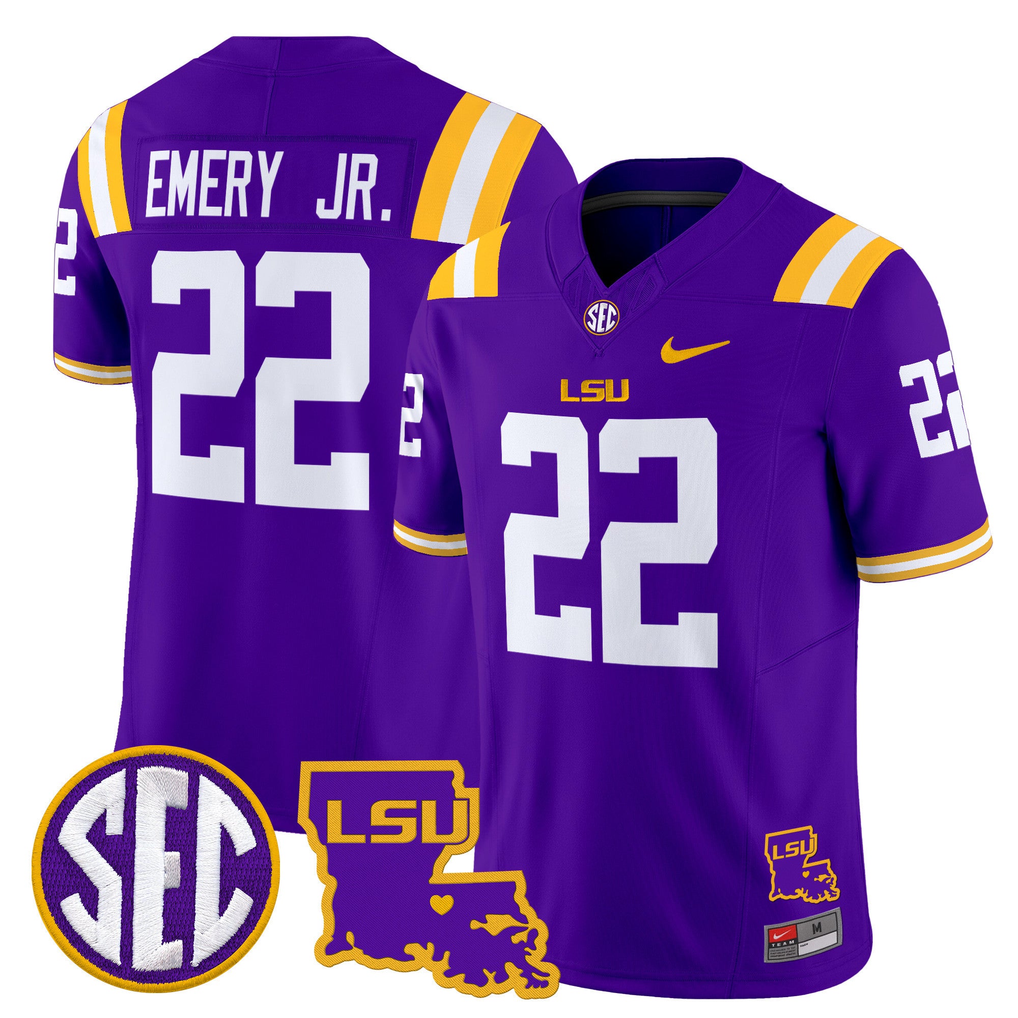 Men's LSU Tigers 2025 Louisiana Patch Vapor Limited Jersey - All Stitched - Purple, John Emery Jr.