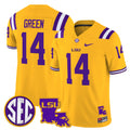 Men's LSU Tigers 2025 Louisiana Patch Vapor Limited Jersey - All Stitched - Gold, Trey'Dez Green