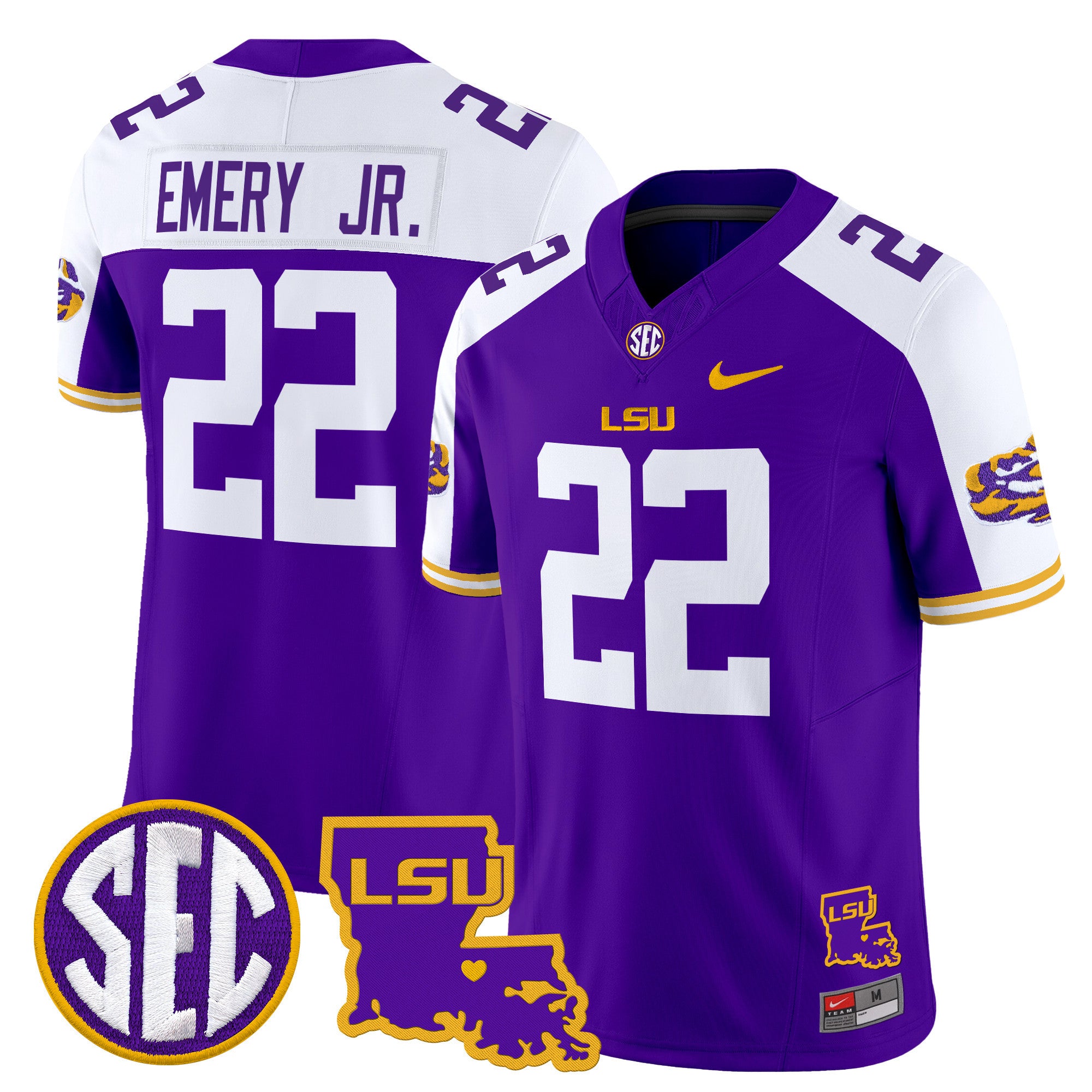 Men's LSU Tigers 2025 Louisiana Patch Vapor Limited Jersey - All Stitched - Purple Alternate, John Emery Jr.