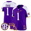 Men's LSU Tigers 2025 Louisiana Patch Vapor Limited Jersey - All Stitched - Purple Alternate, Ja'Marr Chase