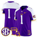 Men's LSU Tigers 2025 Louisiana Patch Vapor Limited Jersey - All Stitched - Purple Alternate, #1 Team