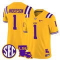 Men's LSU Tigers 2025 Louisiana Patch Vapor Limited Jersey - All Stitched - Gold, Aaron Anderson