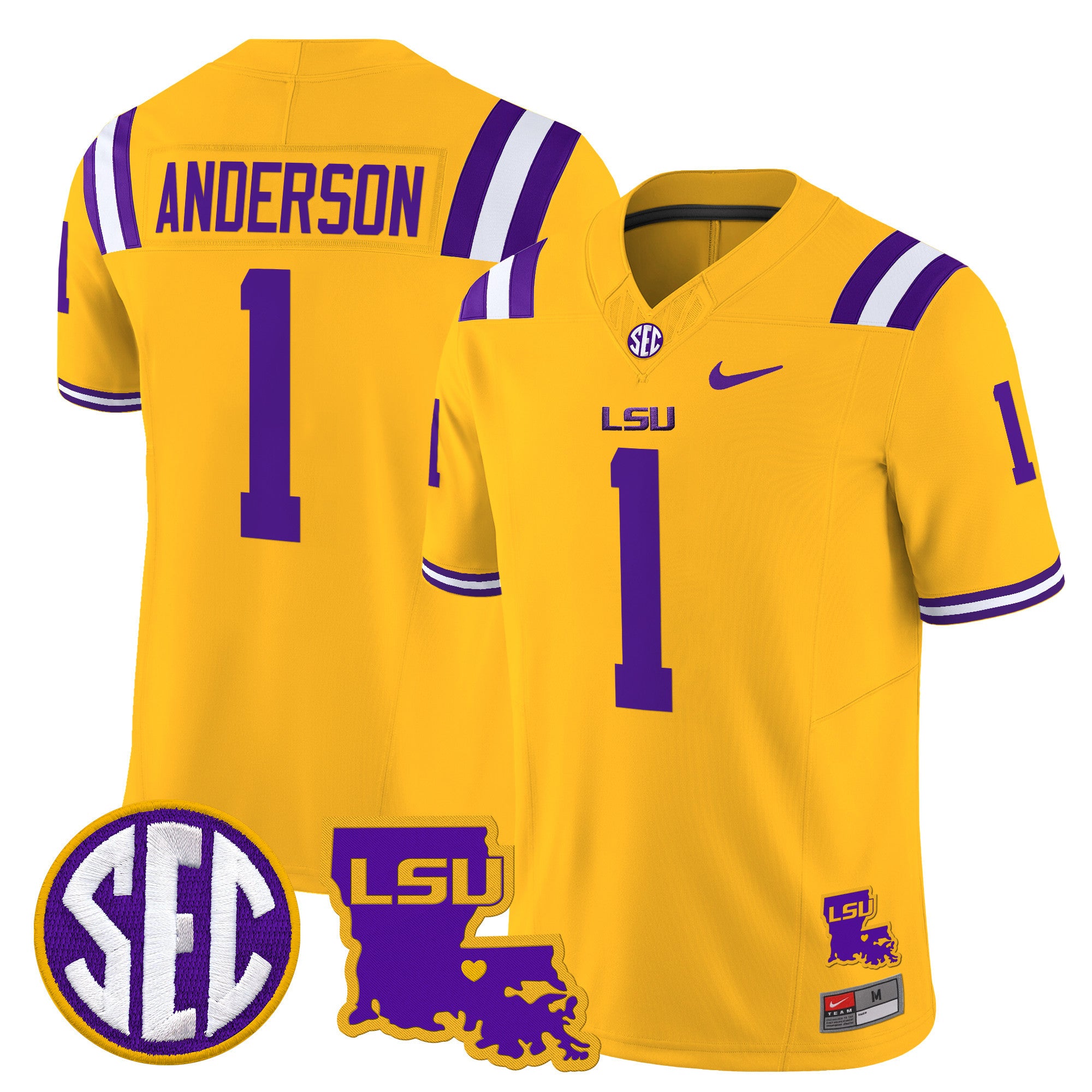 Men's LSU Tigers 2025 Louisiana Patch Vapor Limited Jersey - All Stitched - Gold, Aaron Anderson