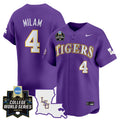 Men's LSU Tigers 2025 World Series Vapor Premier Limited Jersey - All Stitched - Purple, Steven Milam