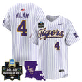 Men's LSU Tigers 2025 World Series Vapor Premier Limited Jersey - All Stitched - Pinstripe, Steven Milam