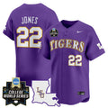 Men's LSU Tigers 2025 World Series Vapor Premier Limited Jersey - All Stitched - Purple, Jared Jones