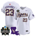 Men's LSU Tigers 2025 World Series Vapor Premier Limited Jersey - All Stitched - Pinstripe, Luis Hernandez