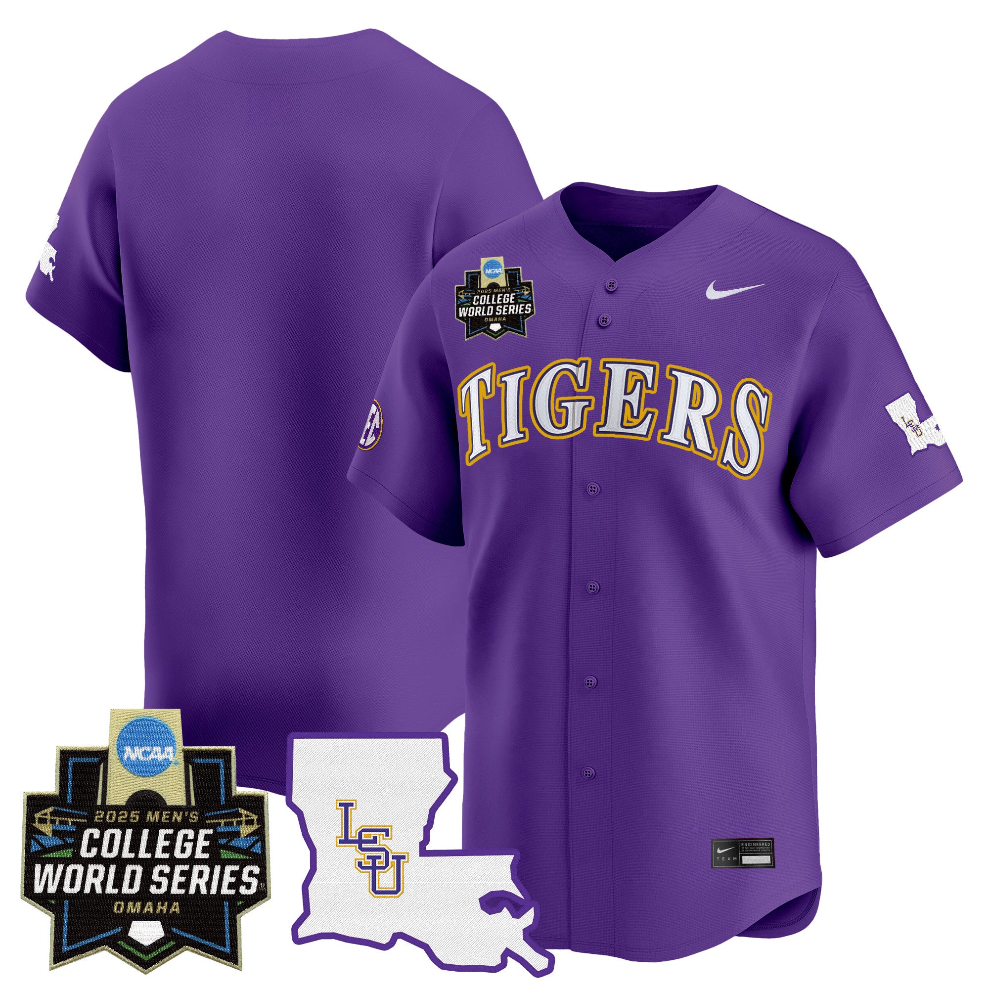 Men's LSU Tigers 2025 World Series Vapor Premier Limited Jersey - All Stitched - Purple, Team