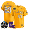 Men's LSU Tigers 2025 World Series Vapor Premier Limited Jersey - All Stitched - Gold, Luis Hernandez