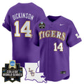 Men's LSU Tigers 2025 World Series Vapor Premier Limited Jersey - All Stitched - Purple, Daniel Dickinson