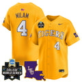 Men's LSU Tigers 2025 World Series Vapor Premier Limited Jersey - All Stitched - Gold, Steven Milam