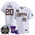 Men's LSU Tigers 2025 World Series Vapor Premier Limited Jersey - All Stitched - Pinstripe, Casan Evans