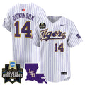 Men's LSU Tigers 2025 World Series Vapor Premier Limited Jersey - All Stitched - Pinstripe, Daniel Dickinson