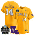 Men's LSU Tigers 2025 World Series Vapor Premier Limited Jersey - All Stitched - Gold, Daniel Dickinson