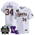 Men's LSU Tigers 2025 World Series Vapor Premier Limited Jersey - All Stitched - Pinstripe, Chase Shores