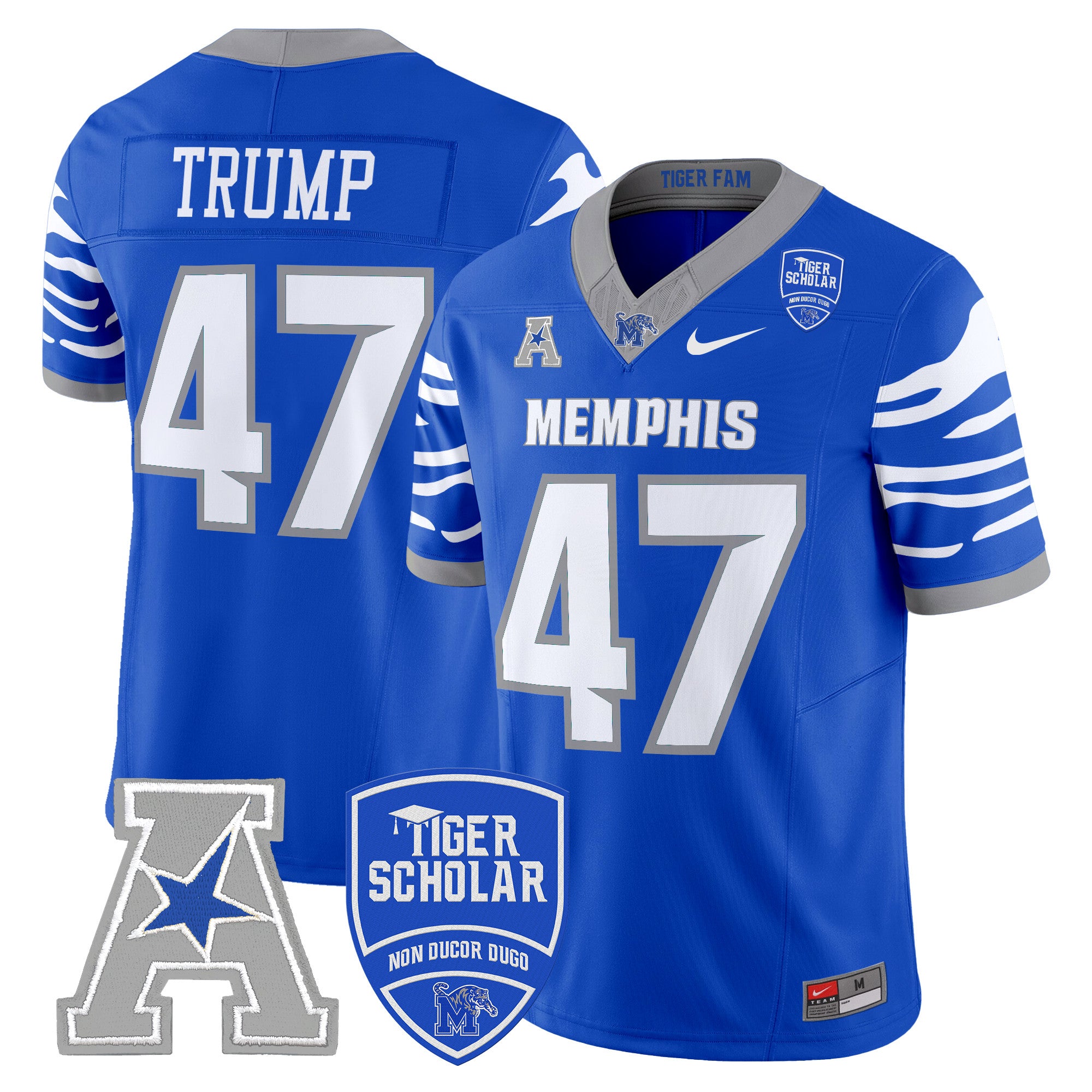 Men's Memphis Tigers 2024 Vapor Limited Jersey - All Stitched - Royal, Donald Trump