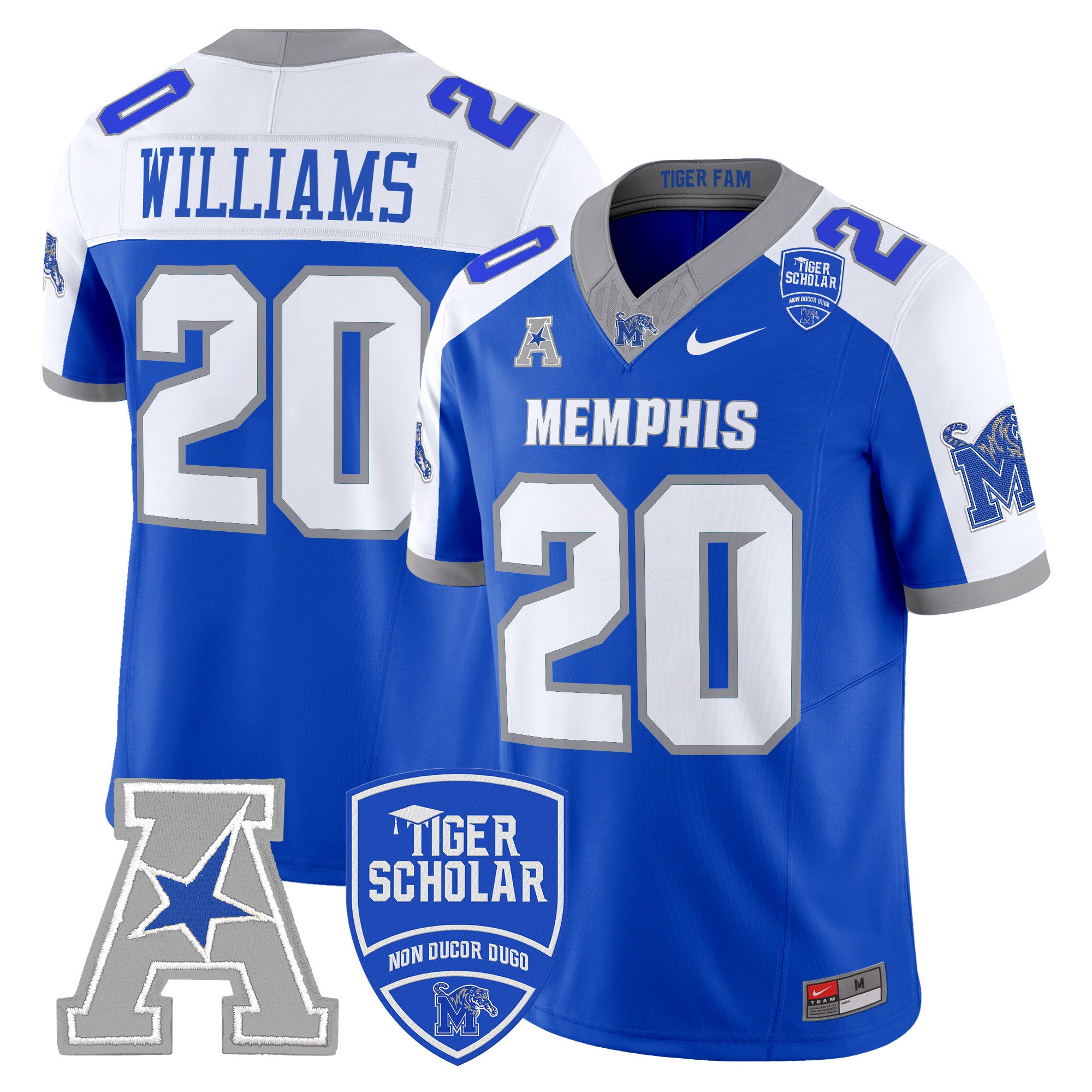 Men's Memphis Tigers 2024 Vapor Limited Jersey - All Stitched - Royal Alternate, DeAngelo Williams