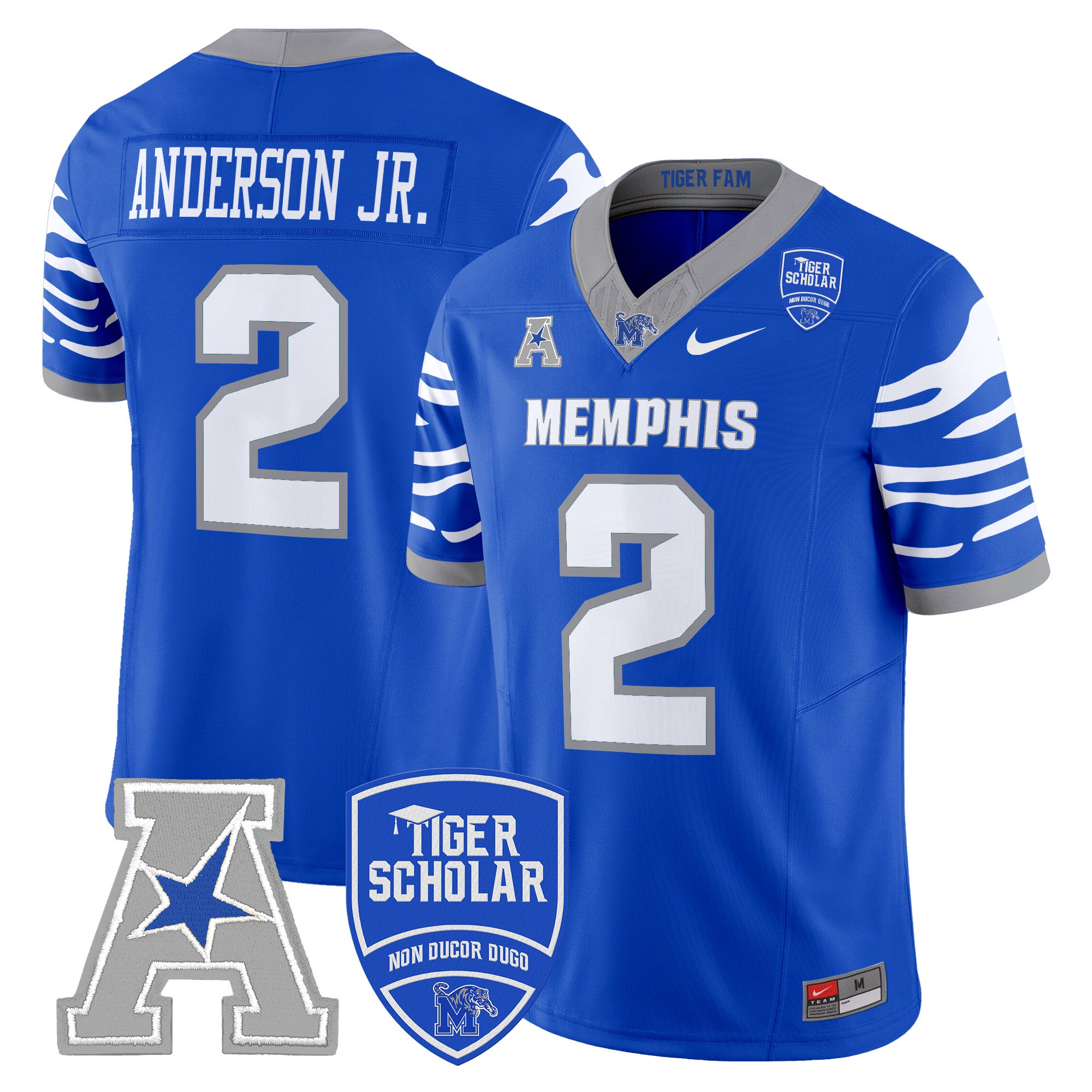 Men's Memphis Tigers 2024 Vapor Limited Jersey - All Stitched - Royal, Mario Anderson Jr.