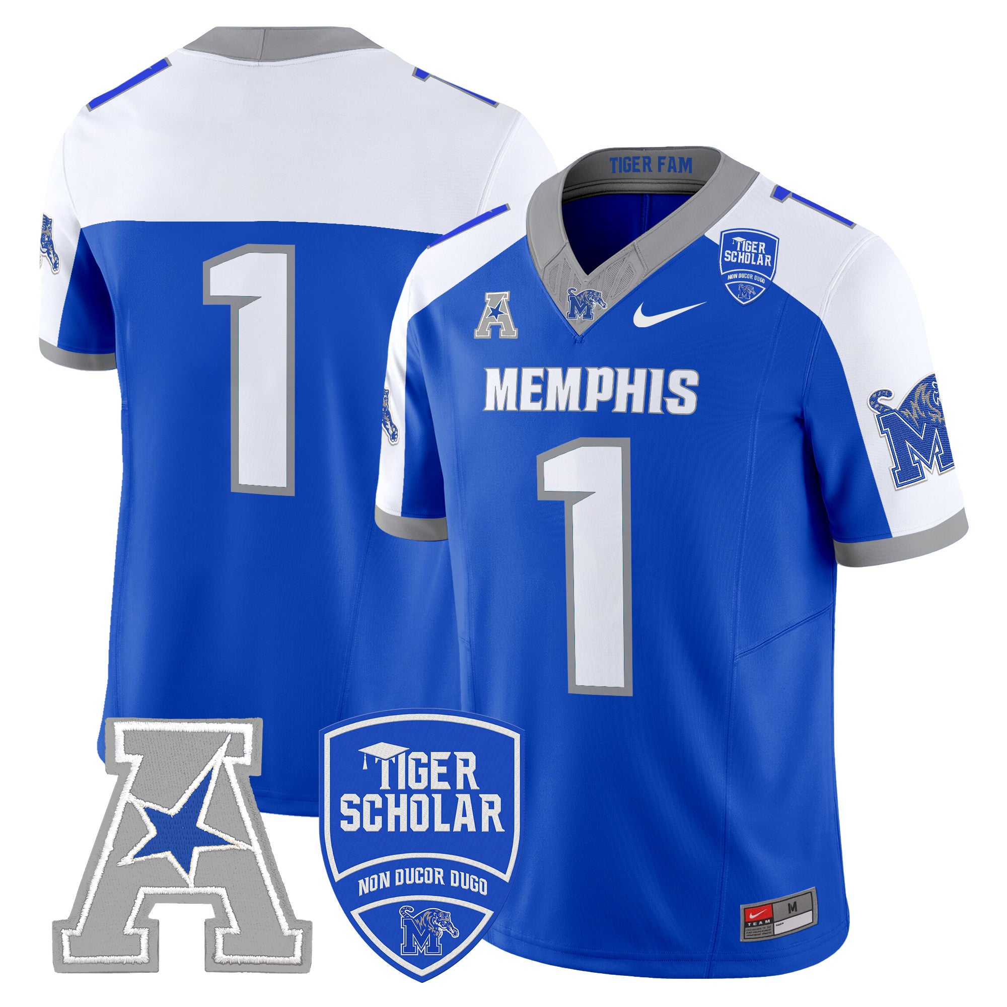 Men's Memphis Tigers 2024 Vapor Limited Jersey - All Stitched - Royal Alternate, #1 Team
